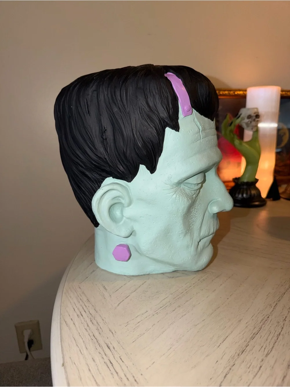 Marshalls Mint Green Frankenstein Head Accent with Black Hair